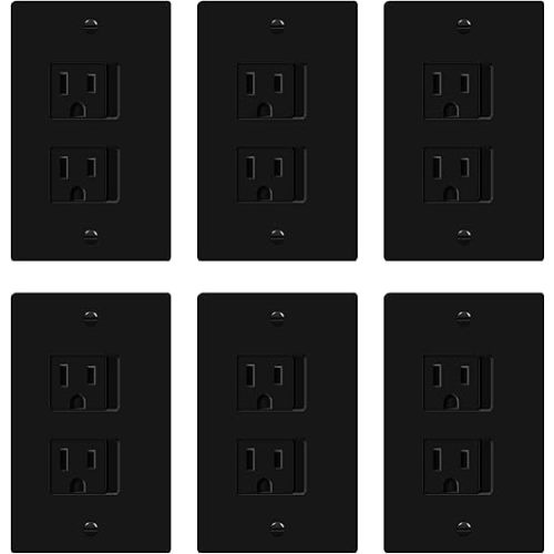 ENERLITES Child Proof Outlet Cover, Self-Closing, Fits Both Duplex and Decorator Outlet, Safety Design, Tamper-Resistant Socket Plug for Receptacle, Size 4.75" x 3.9", 8800-TR, Black 6 Pack