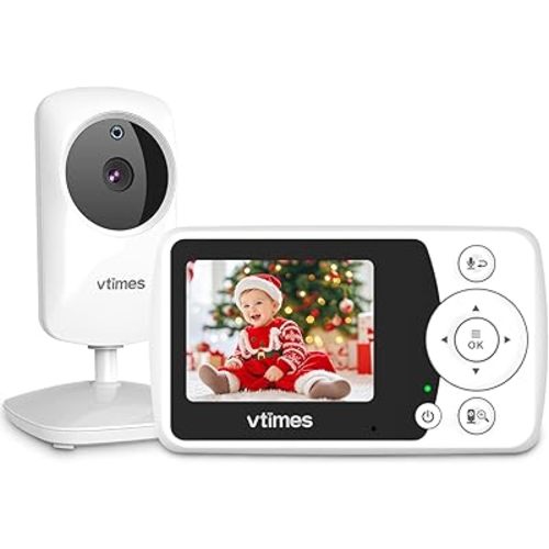 Baby Monitor with Camera and Audio, Video Baby Monitor No WiFi Night Vision, 2.4" LCD Screen Portable Baby Camera VOX Mode Pan-Tilt-Zoom Alarm and 1000ft Range, Ideal for Baby/Elderly/Pet