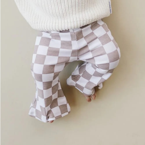 Checkered Flare Pants | Latte