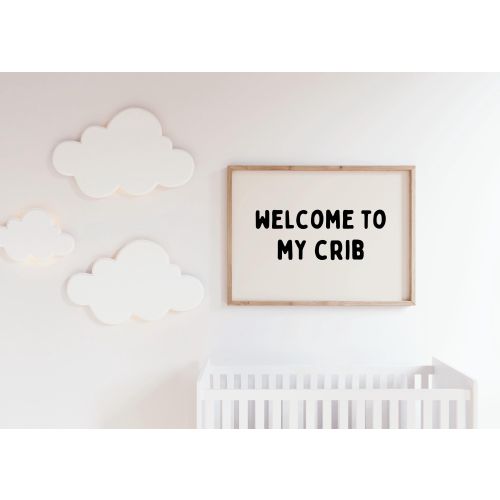 Welcome To My Crib, Neutral Nursery, Newborn Wall Decor, Baby Gift, Natural Nursery, Printable, above bassinet wall art, baby room decor Tan