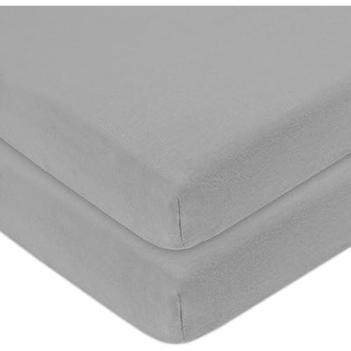American Baby Company 2 Pack Fitted Pack N Play Playard Sheet 27" x 39", Soft Breathable Neutral 100% Cotton Jersey Pack and Play Sheet, Gray, for Boys and Girls, Fits Most Mini Crib