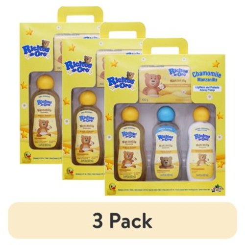(3 pack) Ricitos de Oro Chamomile Baby Kit, Shampoo, Soap, Lotion and Body Cologne, 4 Pieces 1 Box