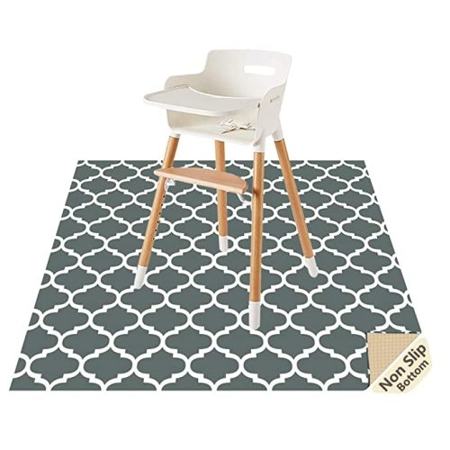 Splat Mat for Under High Chair/Arts/Crafts by CLCROBD, 51" Baby Anti-Slip Food Splash and Spill Mat for Eating Mess, Waterproof Floor Protector and Table Cloth (Gray)