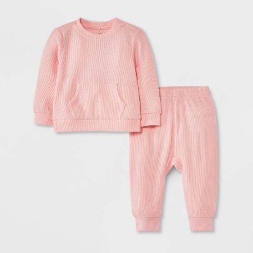 Baby Thermal Ribbed Top & Bottom Set - Cat & Jack™ Pink 0-3m