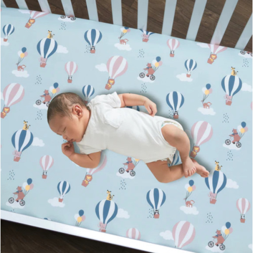 Up Up & Away Hot Air Balloon Animals Fitted Crib Sheet - Blue – Lambs & Ivy