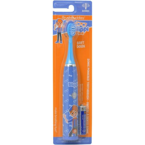Brush Buddies Blippi Electric Toothbrush for Kids, Battery Powered Sonic Toothbrush, Soft Bristles, Children’s Toothbrush for Boys & Girls, Toddler Oral Care, Blippi Character Design