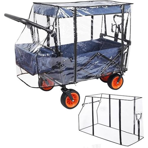 Rain Cover for Wagon, Wagon Rain Wind Cover Waterproof Push-Pull Wagon Rain Cover Canopy Folding Wagon Stroller Trolley Cart Accessories UV Resistant Lounge Wagon Cover for Garden Camping Picnic