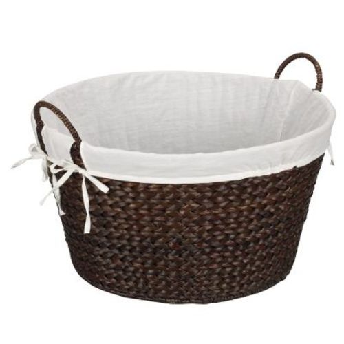 Household Essentials Banana Leaf Laundry Basket Dark Brown: Medium Multicolor Clothes Basket with Handles & Removable Liner