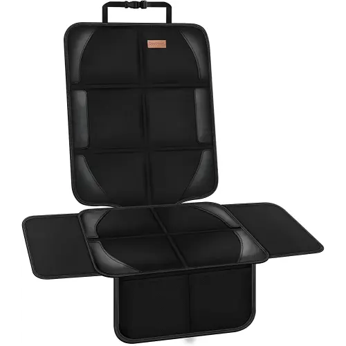 Car Seat Protector Covers - for Child Carseat mat 600d Fabric Waterproof Non Slip Thickest Padding with Storage Pockets Cushion Protectors Large Size Prevent Dirt Scratches Black 1