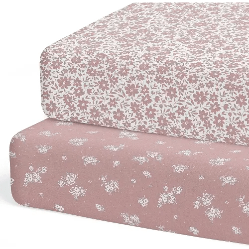 2-Pack Crib Sheet for Standard Crib Mattress (Antique Rose) - Premium Fitted Sheets - Buttery Soft Cotton Blend