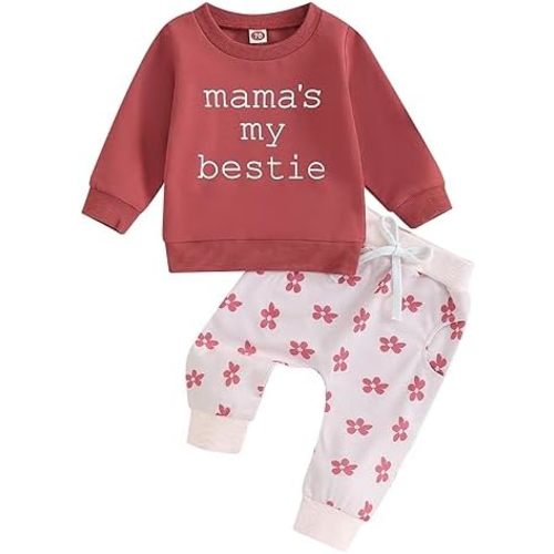 Engofs Toddler Newborn Baby Girl Fall Winter Outfits Long Sleeve Sweatshirt Tops Pants Headband 3Pcs Clothes Set