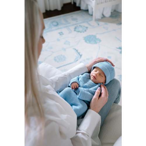 Cable-Knit Baby Knitted Set in Navy Blue