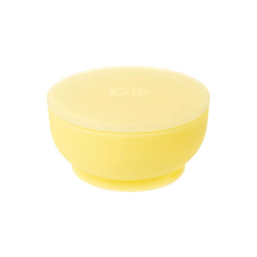 Silicone Suction Bowl with Lid- Yellow