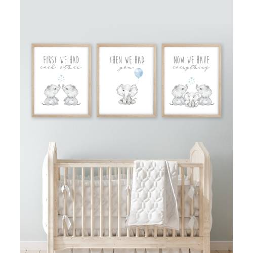 Watercolor Baby Boy Elephant Nursery Wall Decor, Nursery Decor, Elephant Nursery Prints, First We Had Each Other, Nursery Prints, Minimalist