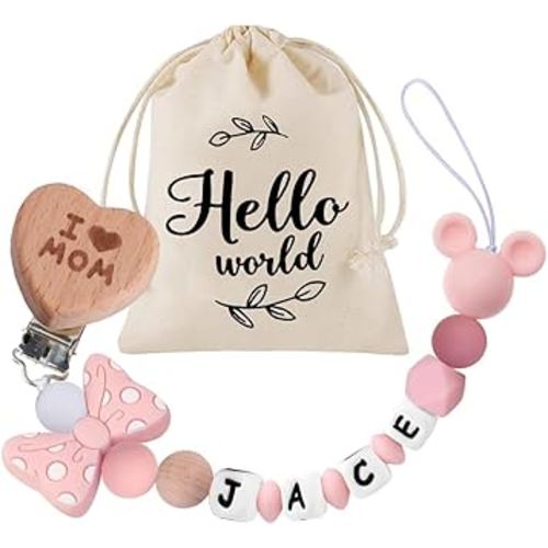 Personalized Pacifier Clip, Custom Silicone Pacifier Holder, Custom Binky Clip, Baby Newborn Gift