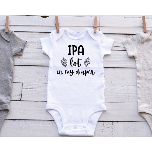 IPA lot in my diaper baby bodysuit, beer baby, drinking baby, humor baby, funny baby, Baby shower gift, Personalized baby