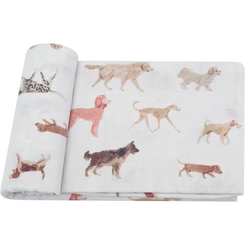 LifeTree Baby Swaddle Blanket Dog, 70% Viscose from Bamboo and 30% Cotton Muslin Swaddles Blankets Boys Girls Nursery Essentials for Girls and Boys, Registry, Large 47" x 47", Puppies Dog Print