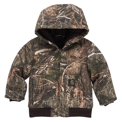 Carhartt Boys' Flannel-Lined Hooded Canvas Insulated Zip-up Jacket