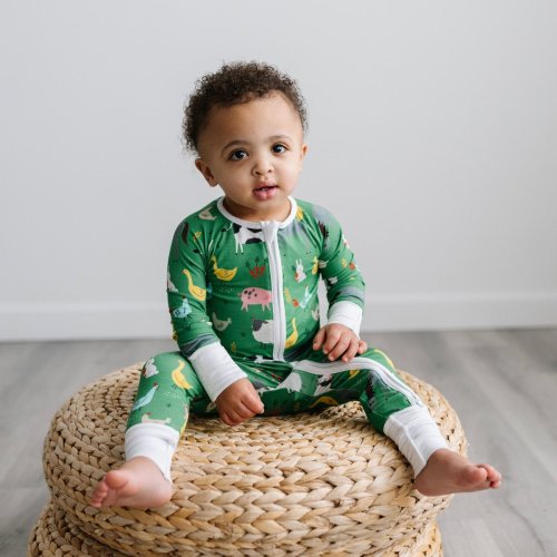 Green Farm Animals Bamboo Viscose Zippy