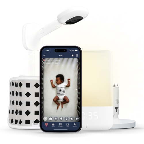 Nanit Superior Sleep Set - Includes Newborn Baby Essentials: Nanit Pro Camera with Wall Mount, Nanit Travel Stand, and The Sound + Light Audio Monitoring Machine & Baby Night Light