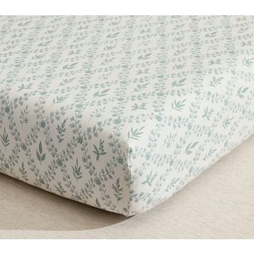 Organic Chris Loves Julia Floral Trellis Crib Fitted Sheet , Sage