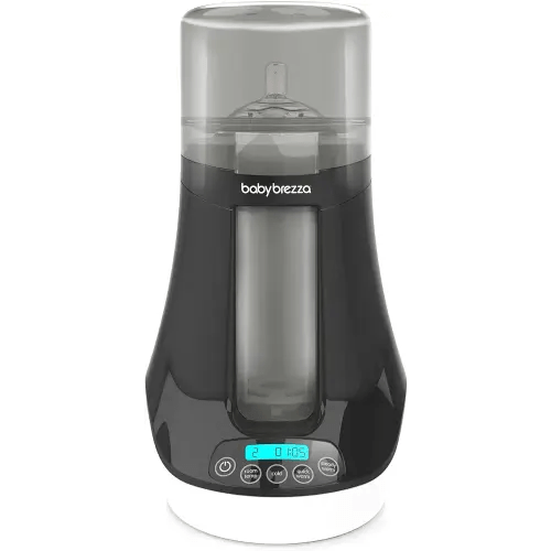 Baby Brezza Electric Baby Bottle Warmer, Breast Milk + Baby Food Warmer and Defroster - Universal Fits All Feeding Bottles:Glass, Plastic, Small, Large + Digital Display,Black and White