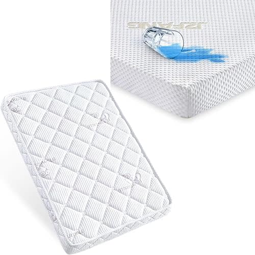 Pack and Play Mattress + Waterproof Mattress Fitted Sheets