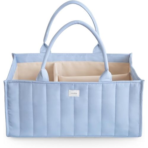 mushie Baby Diaper Caddy | Newborn Essentials Organizer for Diaper Changing Station (Tradewinds)