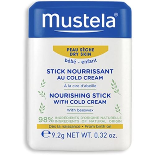 Mustela Baby Nourishing Stick - Lip & Face Moisturizer for Dry Skin - with Natural Avocado, Cold Cream & Beeswax - 0.32 oz. - Packaging may vary