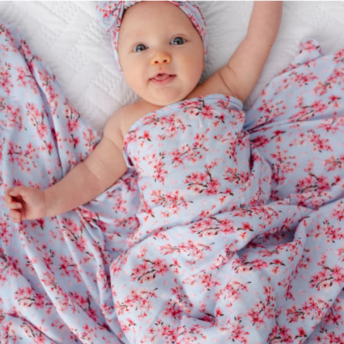 Cherry Blossom Swaddle Blanket