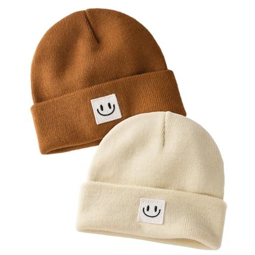 FURTALK Baby Beanie Cute Toddler Winter Hat Knit Boys Girls Warm 2 Pack Kids Embroidered Beanies Cap for 0-8 Years