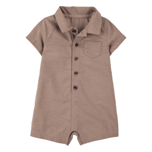 Baby Button-Down Polo Romper - Brown - Carter's | Carter's