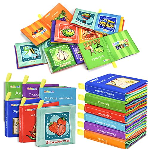 Dr.Rapeti Soft Cloth Books Baby Books Bath Books 6-Pack for Baby Infant Toddler Kids Crinkle Squeaky Washable Chewable Non-Toxic Early Educational Giftable