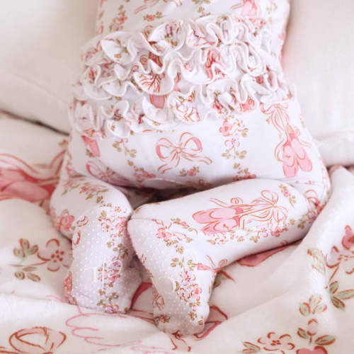 Ballet Blossoms Ruffle Zipper Footie