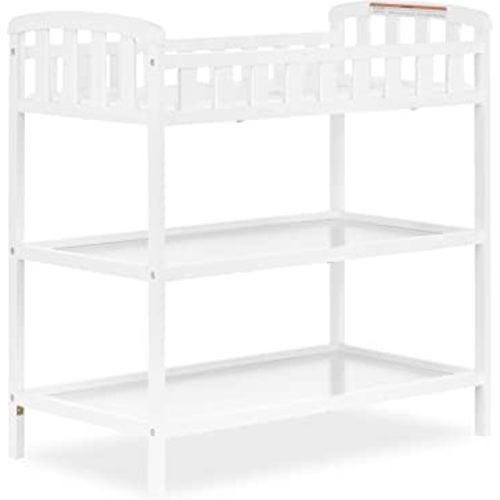 Dream On Me Emily Changing Table In White, Comes With 1" Changing Pad, Features Two Shelves, Portable Changing Station, Made Of Sustainable New Zealand Pinewood