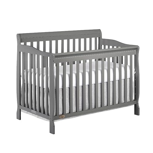 Dream On Me Ashton 4-In-1 Convertible Crib In Storm Grey, Greenguard Gold, JPMA Certified, Non-Toxic Finishes, Features 4 Mattress Height Settings, Made Of Solid Pinewood