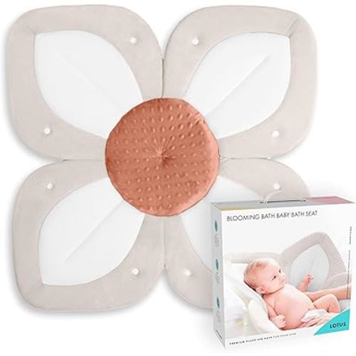 Blooming Bath Baby Bath Seat - Baby Tubs for Newborn Infants to Toddler 0 to 6 Months and Up - Baby Essentials Must Haves - The Original Washer-Safe Flower Seat (Lotus, Cream/White/Clay)