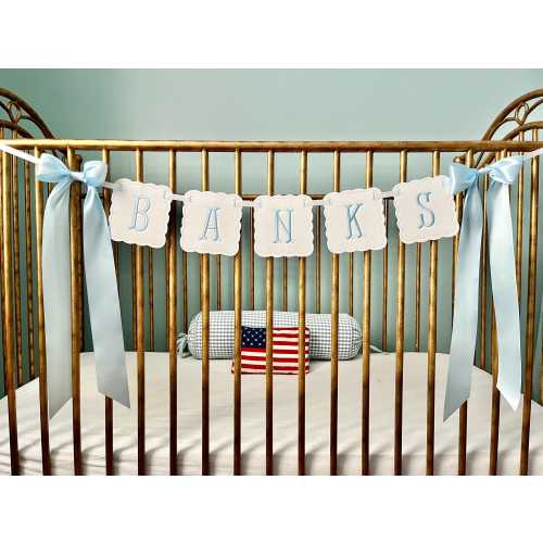 Embroidered Scallop Pendant Baby Name Banner