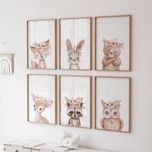 Woodland Wall Art, Boho Woodland Nursery Room Decor, Girl Nursery Woodland Theme, Girl Room Decor, Nursery Room Art, Woodland Room, WDL01