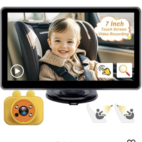 Yakry Baby Car Camera 7-Inch - 3X Zoom Recording Touchscreen 1080P HD Easy to Install 150° Wide Angle Rear Facing Backseat Camera 940nm Night Vision for Infant