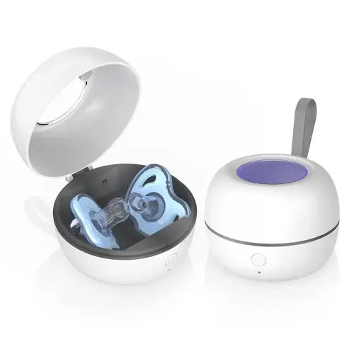 Portable Pacifier Sanitizer, UV Light Sanitizer Box, 99.99% Cleaned in 3 Minutes, 90 Disinfection Cycles, USB Rechargeable, Baby Pacifier Sanitizer On The Go (Large White)
