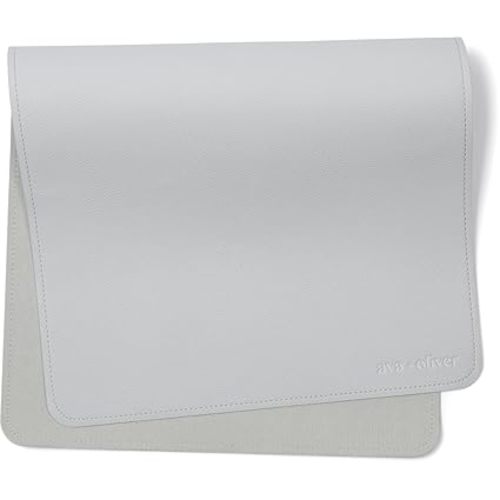 Ava + Oliver Vegan Leather Baby Changing Mat (16 X 30 in) - Multipurpose Wipeable and Portable Diaper Mat - Foldable for Travel (Blue)
