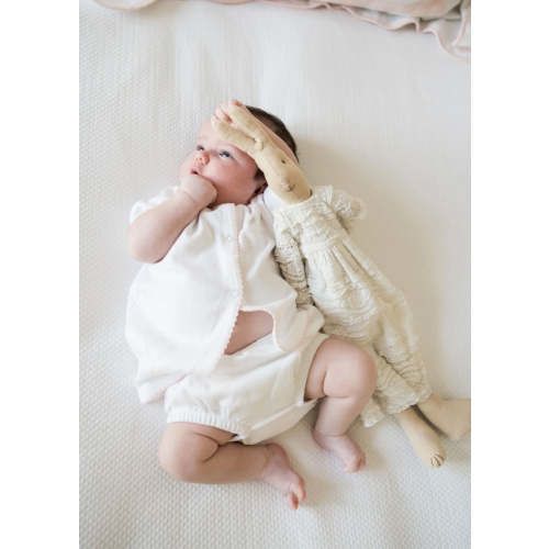 Cotton Knit Short Sleeve Diaper Set Pink