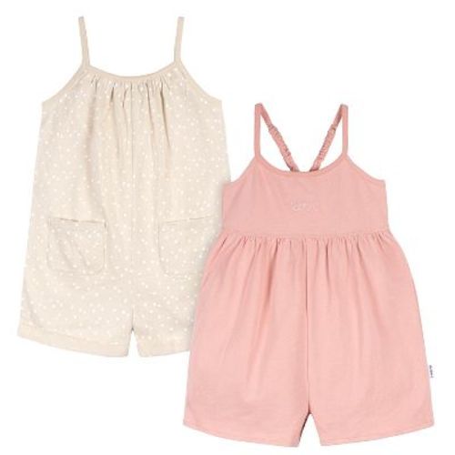 Gerber Baby Girls Toddler Sleeveless Romper Jumpsuit - Rose Pink And Dots - 12 Months - 2-piece
