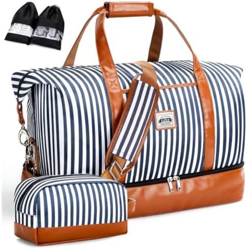Travel Duffle Bag, Weekender Bags for Women Carry On Travel Bag Overnight Bag with Shoe Compartment Toiletry Bag