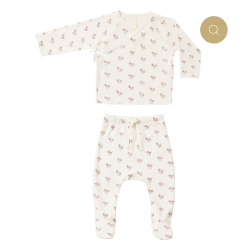 Quincy Mae Wrap Top + Footed Pant Set | Summer Flower