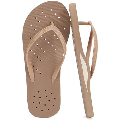 STQ Shower Shoes Women Quickly Dry Arch Support Flip Flops Non Slip Beach Pool Dorm Thong Sandals with Drain Holes