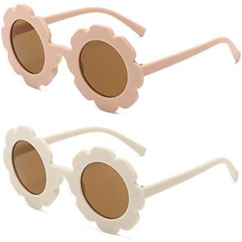 Round flower Sunglasses for Kids Girl Boys Matte Coloful Sunflower Shades Outdoors UV400 Protection Eyewear