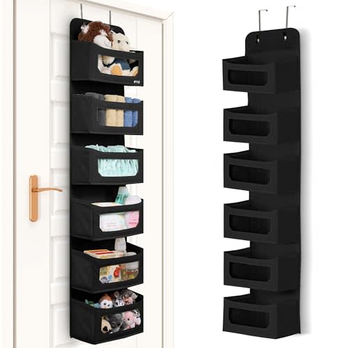 Utopia Home 6 Shelf Hanging Closet Organizers and Storage Organizer for Closet, RV Baby Kids Closet Door Organizers and Storage, Over The Door Organizer Nursery, Bedroom, Black