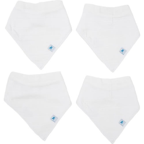 little unicorn 4-Pack Fleece & Cotton Muslin Bandana Bib, White